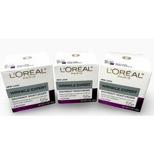 L'Oréal Wrinkle Expert Day/Night Moisturizer Cream 1.7oz 55+ Calcium LOT of 3